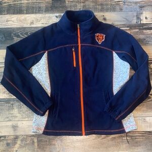 NFL Chicago Bears Navy Fleece Jacket with Orange Stitching